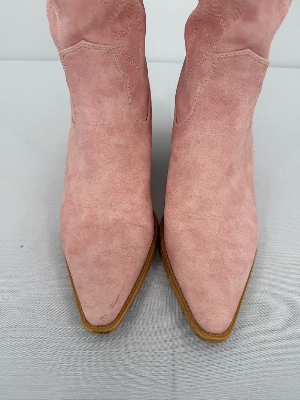 Pink Faux Leather Western Cowboy Boots 8 Pointed Toe Embroidered rodeo country - Picture 11 of 15